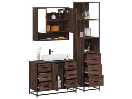 vidaXL 3dílný set koupelnového nábytku hnědý dub kompozitní dřevo