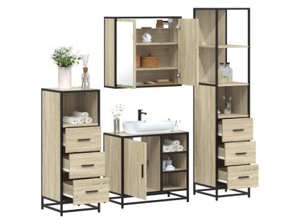 vidaXL 4dílný set koupelnového nábytku dub sonoma kompozitní dřevo