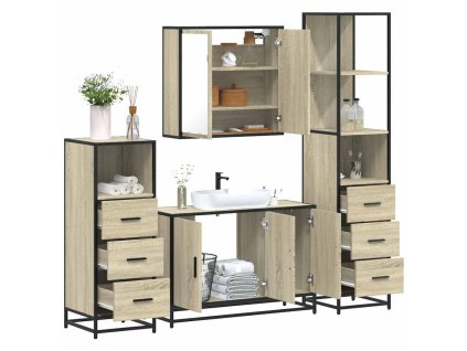 vidaXL 4dílný set koupelnového nábytku dub sonoma kompozitní dřevo