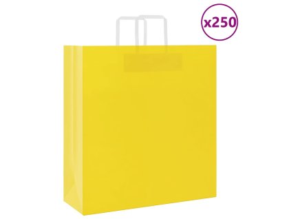 vidaXL Papírové tašky 250 ks s uchy Žlutá 45x17x48 cm