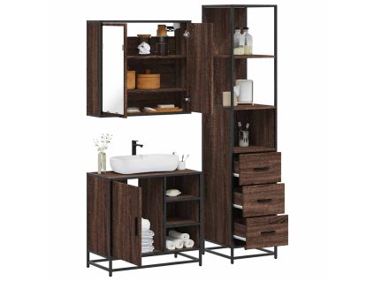 vidaXL 3dílný set koupelnového nábytku hnědý dub kompozitní dřevo