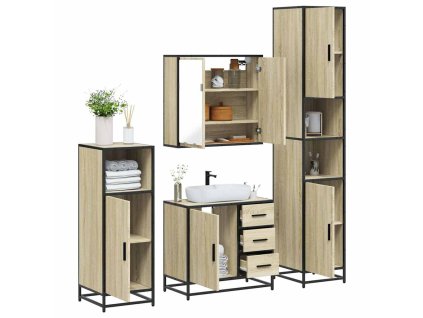 vidaXL 4dílný set koupelnového nábytku dub sonoma kompozitní dřevo