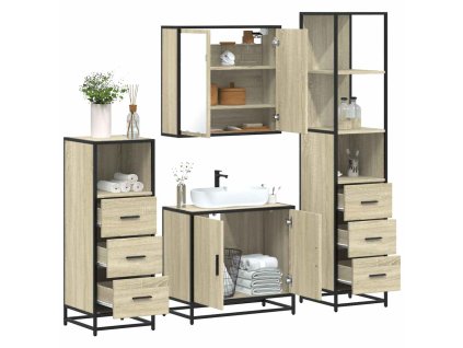 vidaXL 4dílný set koupelnového nábytku dub sonoma kompozitní dřevo