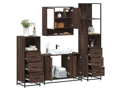 vidaXL 4dílný set koupelnového nábytku hnědý dub kompozitní dřevo