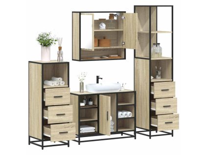 vidaXL 4dílný set koupelnového nábytku dub sonoma kompozitní dřevo