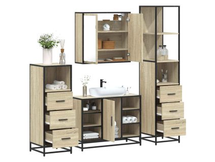 vidaXL 4dílný set koupelnového nábytku dub sonoma kompozitní dřevo
