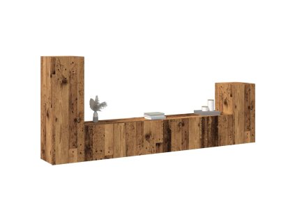 vidaXL Sada 4 kusů nástěnné TV skříňka starého dřeva kompozitní dřevo