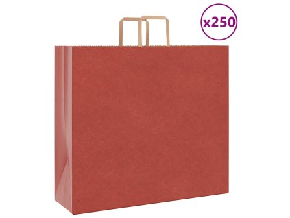 vidaXL Papírové tašky 250 ks s uchy červené 54x15x49 cm