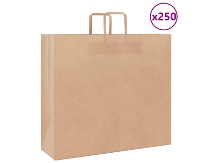 vidaXL Papírové sáčky 250 ks s uchy hnědé 54x15x49 cm