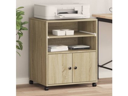 vidaXL Stojan na tiskárnu na kolečkách dub sonoma 60 x 48 x 74 cm