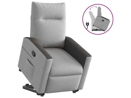 vidaXL Zvedací polohovací křeslo obláčkově šedé textil