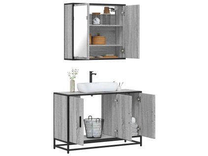 vidaXL 2dílný set koupelnového nábytku šedý sonoma kompozitní dřevo