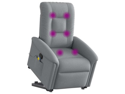 vidaXL Zvedací masážní polohovací křeslo světle šedé textil