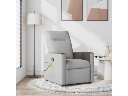 vidaXL Masážní polohovací křeslo obláčkově šedá textil