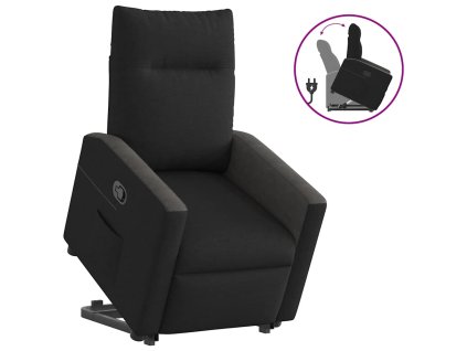 vidaXL Zvedací polohovací křeslo černé textil