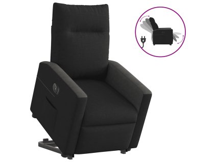 vidaXL Elektrické zvedací polohovací křeslo černé textil