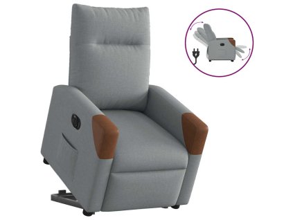 vidaXL Elektrické zvedací polohovací křeslo světle šedé textil