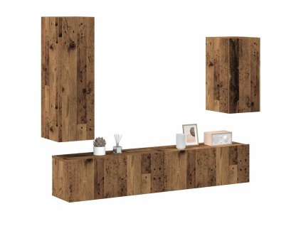 vidaXL Sada 4 kusů nástěnné TV skříňka starého dřeva kompozitní dřevo