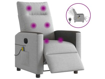 vidaXL Elektrické masážní polohovací křeslo obláčkově šedé textil