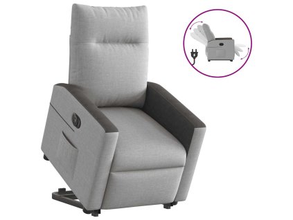 vidaXL Elektrické zvedací polohovací křeslo obláčkově šedé textil