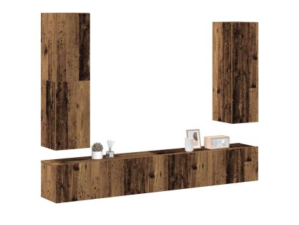 vidaXL Sada 4 kusů nástěnné TV skříňka starého dřeva kompozitní dřevo