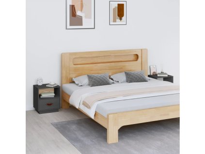vidaXL Noční stolky 2 ks šedé 40 x 34 x 45 cm masivní borové dřevo
