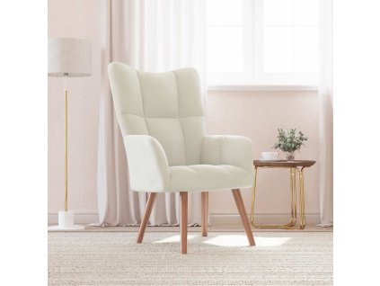 vidaXL Relaxační židle krémově bílá samet