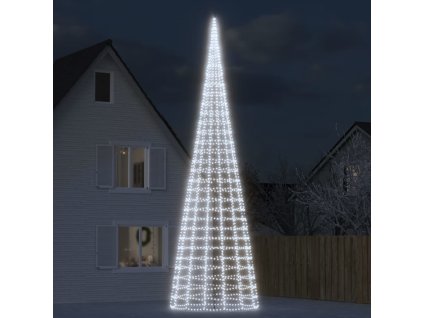 vidaXL LED vánoční stromek na stožár 3000 studených bílých LED 800 cm