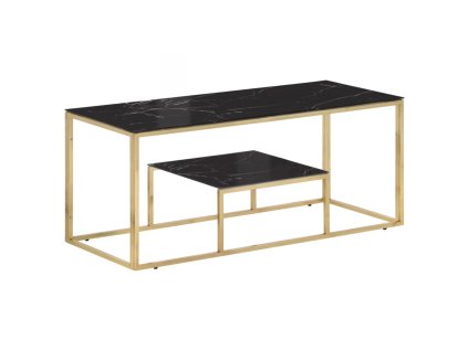 vidaXL Konferenční stolek zlatý nerezová ocel a tvrzené sklo