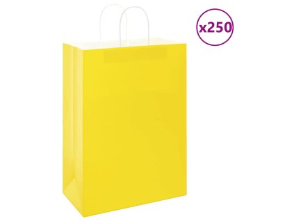 vidaXL Papírové tašky 250 ks s uchy žluté 32x17x44 cm