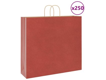 vidaXL Papírové tašky 250 ks s uchy červené 54x15x49 cm