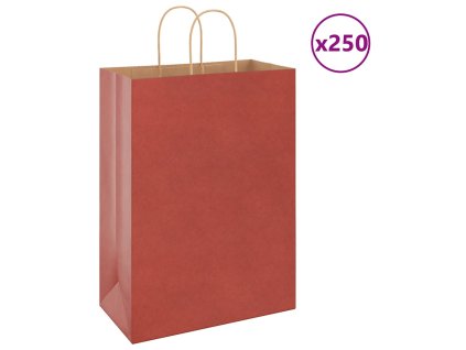 vidaXL Papírové sáčky 250 ks s uchy červené 32x17x44 cm