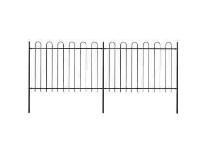 vidaXL Zahradní plot s obloukem nahoře ocelový 359 x 120 cm černý