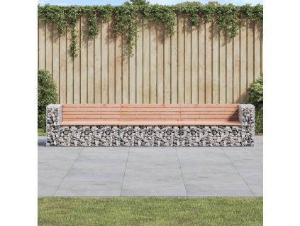 vidaXL Zahradní lavice gabionový design 347x71x65,5 cm masiv douglasky