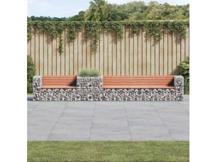 vidaXL Zahradní lavice s gabionovým košem masivní douglaska