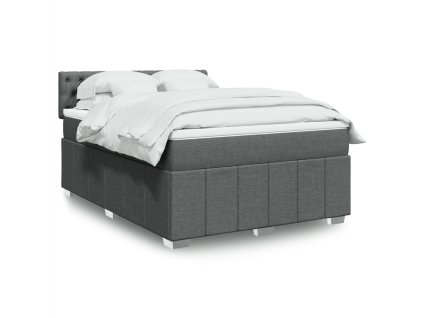 vidaXL Box spring postel s matrací tmavě šedá 160x200 cm textil
