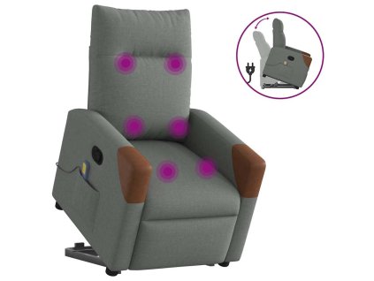 vidaXL Zvedací masážní polohovací křeslo tmavě šedé textil