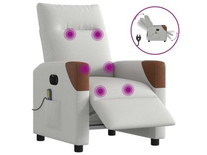 vidaXL Elektrické masážní polohovací křeslo obláčkově šedé textil