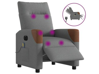 vidaXL Elektrické masážní polohovací křeslo tmavě šedé textil