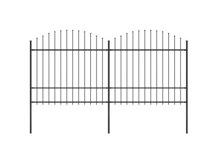 vidaXL Zahradní plot s kopím nahoře ocelový 359 x 175 cm černý