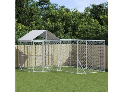 vidaXL Venkovní psí kotec se střechou stříbrný 4 x 2 x 2,5 m ocel