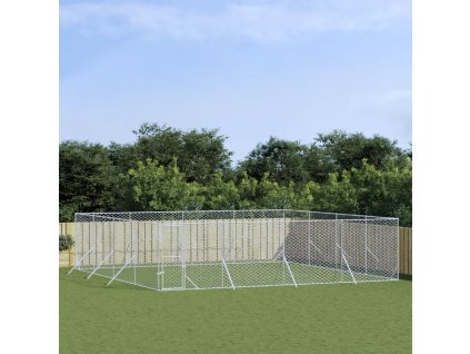 vidaXL Venkovní psí kotec stříbrný 8 x 8 x 2 m pozinkovaná ocel