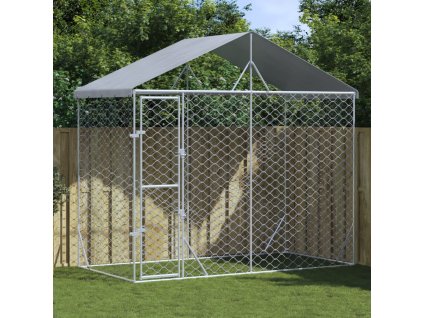 vidaXL Venkovní psí kotec se střechou stříbrný 3 x 1,5 x 2,5 m ocel