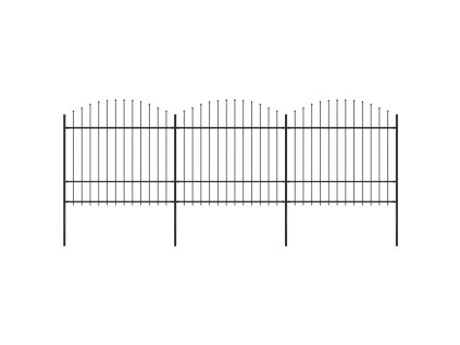 vidaXL Zahradní plot s kopím nahoře ocelový 537 x 175 cm černý
