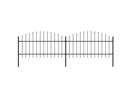 vidaXL Zahradní plot s kopím nahoře ocelový 359 x 125 cm černý