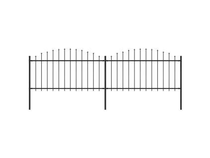 vidaXL Zahradní plot s kopím nahoře ocelový 359 x 150 cm černý