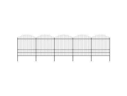 vidaXL Zahradní plot s kopím nahoře ocelový 892,5 x 200 cm černý