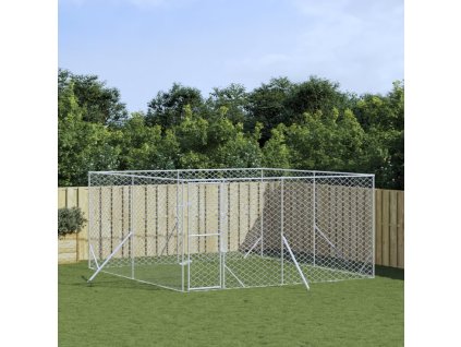 vidaXL Venkovní psí kotec stříbrný 4 x 4 x 2 m pozinkovaná ocel