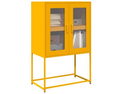 vidaXL Skříň highboard hořčicově žlutá 68x39x107 cm ocel