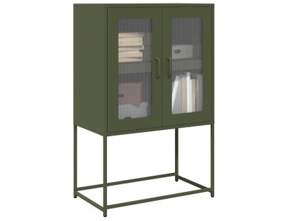 vidaXL Skříň highboard olivově zelená 68x39x107 cm ocel